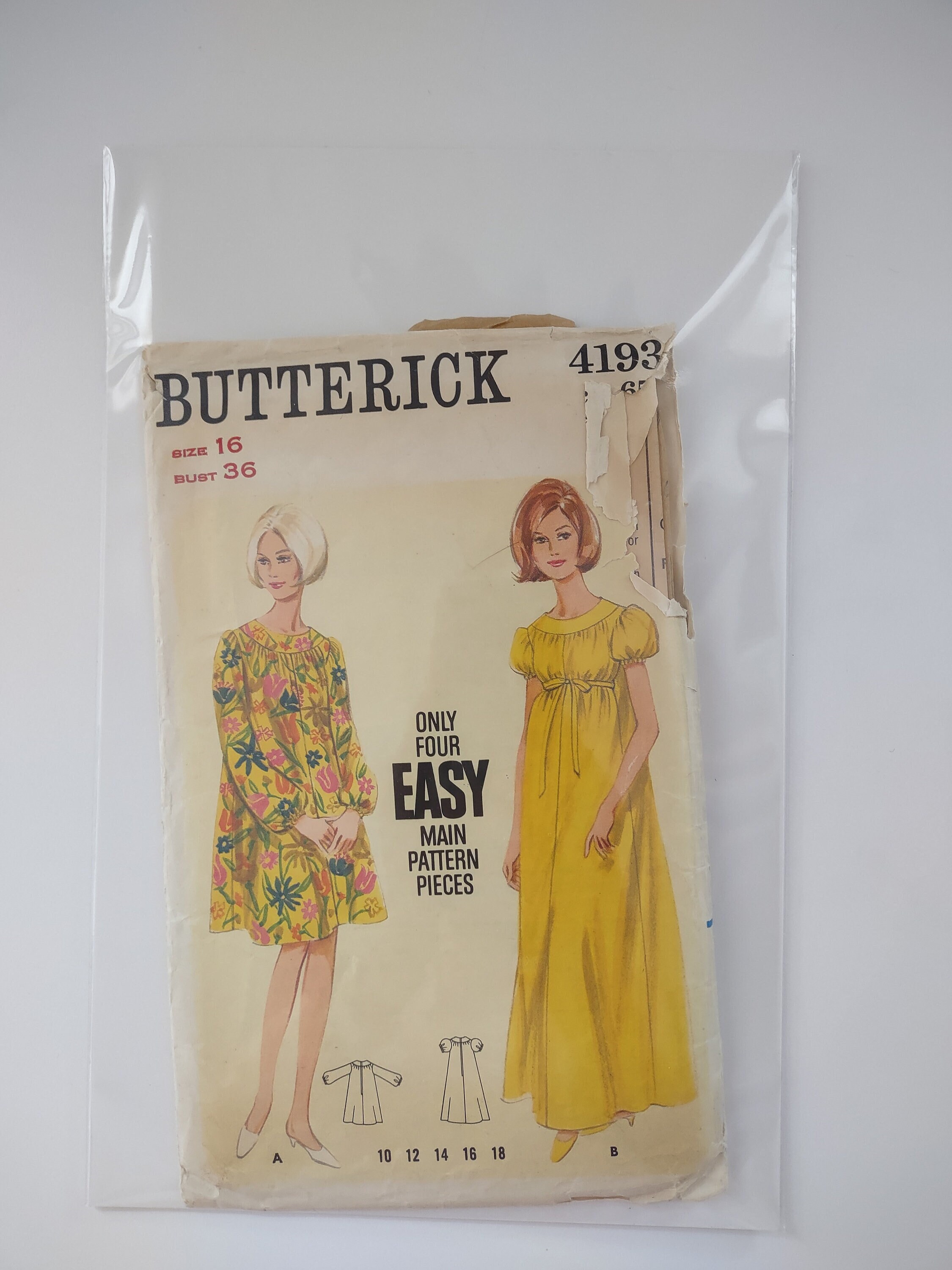 オーダードレス BUTTERICK 4193 SEWING PATTERN Precut Single Size Size 16 Dress