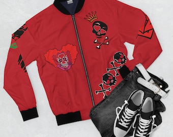 Skull Till Death Do Us Part | bomber jacket | Skull couple with roses, skeleton hand sleeve