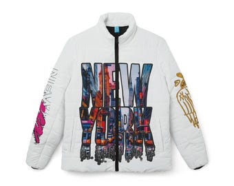 Steamboat Minnie Mouse Graffiti Puffer Jacket, New York Skyline
