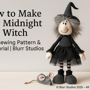 Halloween Witch Doll Sewing Pattern: DIY Home Decor (PDF Download + Video Tutorial