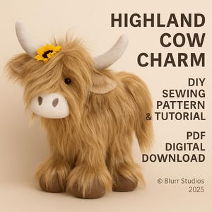 Highland Cow Sewing Pattern: DIY Farmhouse Plush (PDF Pattern)