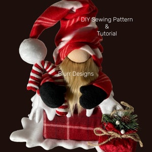 Molde de Costura de Gnomo de Natal em PDF | Tutorial DIY de Gnomo Escandinavo + Vídeo | Pelúcia para Telhado de Natal | Download Digital Instantâneo