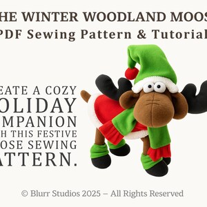 Padrão de costura de lã para alce de Natal: decoração de Natal faça você mesmo (padrão em PDF) | Blurr Studios