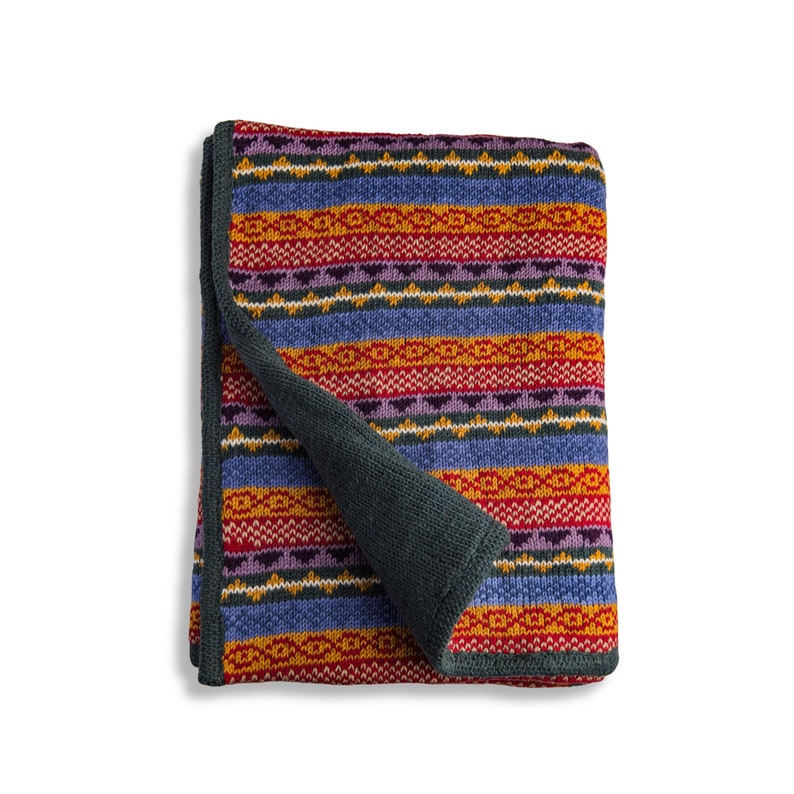 Handmade Wool Throw Blankets for Couch Reversible, Double Ply Hand Knit