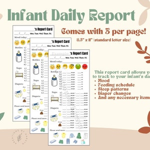 Imprimable | Bulletin scolaire pour bébés en garderie | Journal de bord quotidien pour bébé