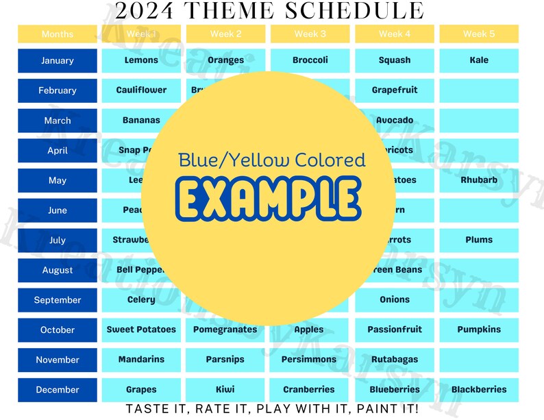Printable 2024 Daycare Food Theme 2024 Food Calendar Food Schedule Etsy