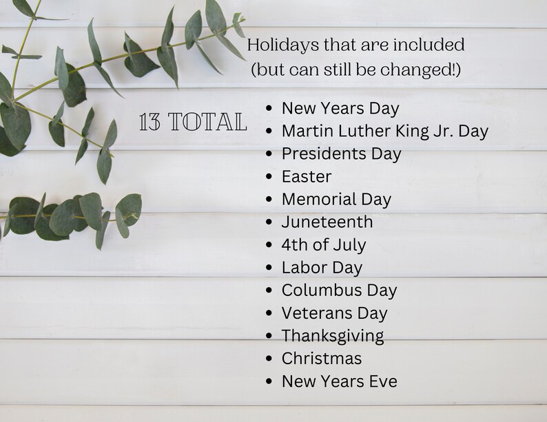 Editable Printable 2024 Daycare Closure Calendar Etsy