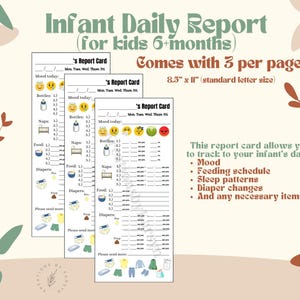 Imprimable | de jour pour bébés de 6 mois et plus | Journal de bord quotidien pour bébé