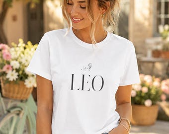 Koszulka z horoskopem astrologicznym Lew, minimalistyczny T-shirt z motywem lwa, prezent urodzinowy dla kobiet
