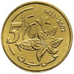 Rare 2002 Moroccan 5 Centimes Coin