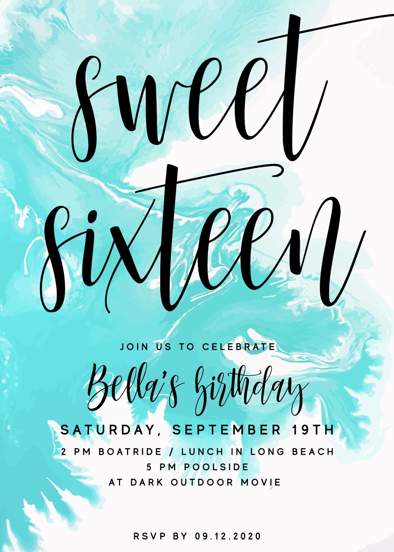Printable Birthday Invitation, 16th Birthday Printable Invitation, 16th ...