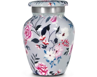 Floral Small Urn for Ashes - Keepsake Memorial (3 Inch)