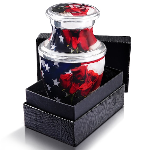 American Flag Keepsake Urn: Patriotic Memorial, Small Cremation Urn