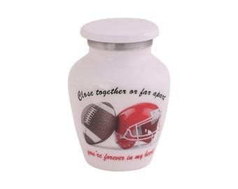Football Pattern Mini Urns for Human Ashes Small Urns for Ashes Keepsake Urns for Pets Urn for Funeral Small Decorative Urns (3 Inch 1Pc)
