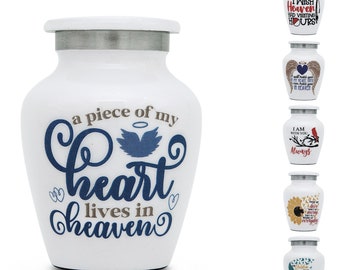 White Mini Urn Keepsake, Small Cremation Ashes Memorial Urn, Decorative Funeral Tribute (3"H)