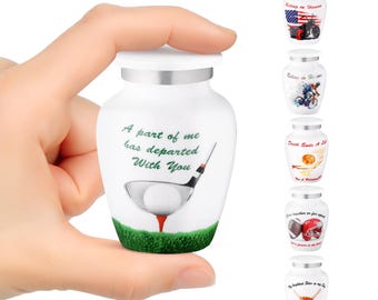 Golf Pattern Design Mini Urns for Human Ashes Small Urns for Ashes Keepsake Urns for Pets Urn for Funeral Small Decorative Urns (3 Inch 1Pc)