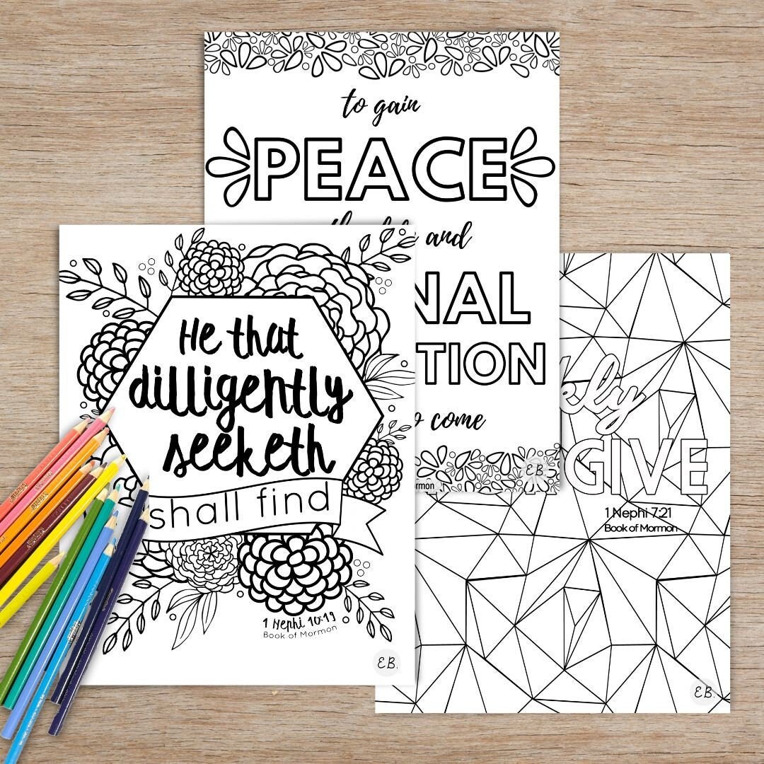 Book of Mormon Adult Coloring Pages, Beautiful LDS Art, Relief Society ...