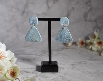 Polymer clay earrings, polymer clay, "Silbersee" series