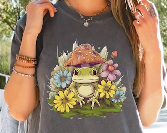 Frosch und Pilz Shirt - Forestcore Fairycore Tee