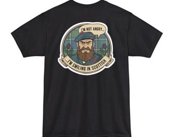 Smiling Bearded Scotsman T-Shirt | Scotland Forever Lion, Tartan And Thistle