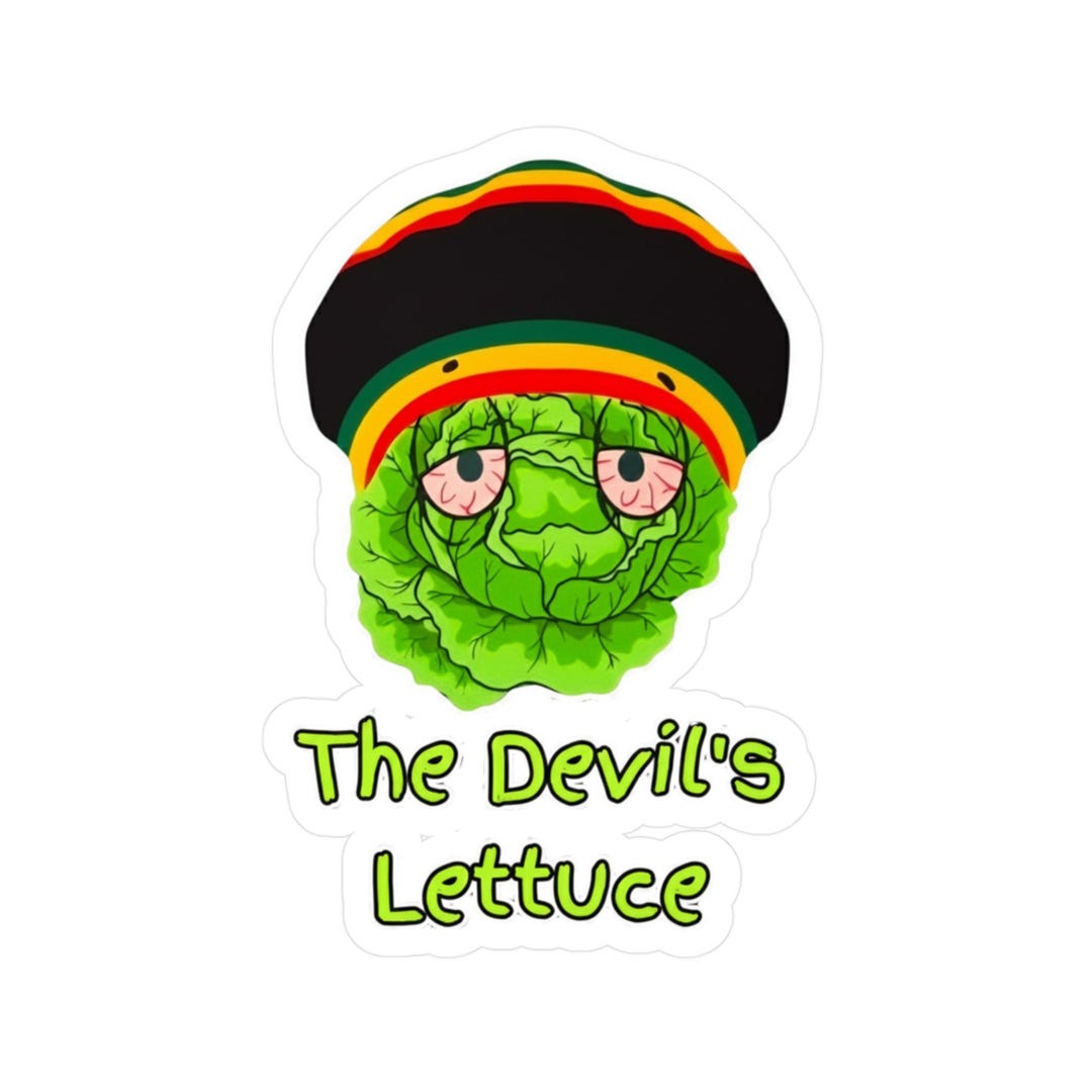 The Devil's Lettuce Kiss-cut Vinyl Decal | Stoner Leaf Rasta Hat ...