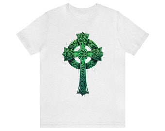 Celtic Cross T-Shirt: Green Irish Heritage Tee
