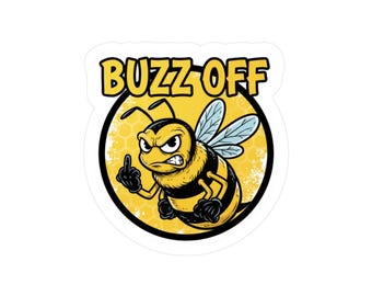Buzz Off Angry Bee sticker | Kiss-Cut Vinyl Decal