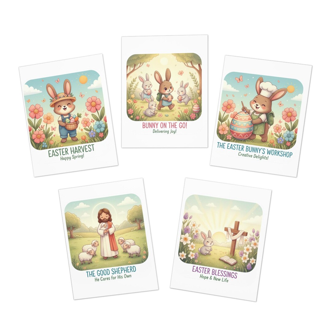 Easter Bunny Illustrated Greeting Cards 5-pack | Religious & Spring ...