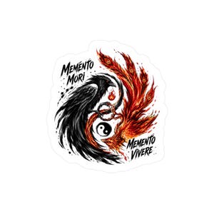 Yin Yang Phoenix & Raven Vinyle Décalcomanie | Memento Mori Memento Vivere