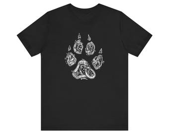 Runic Wolf Paw Print T-Shirt, Norse Heritage Design