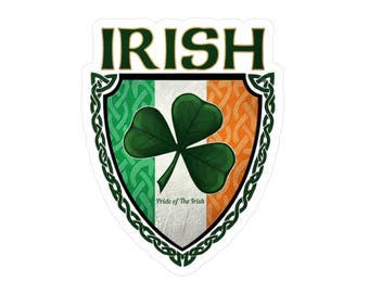 Calcomanía de vinilo troquelada con el escudo del trébol irlandés / Pegatina del Día de San Patricio