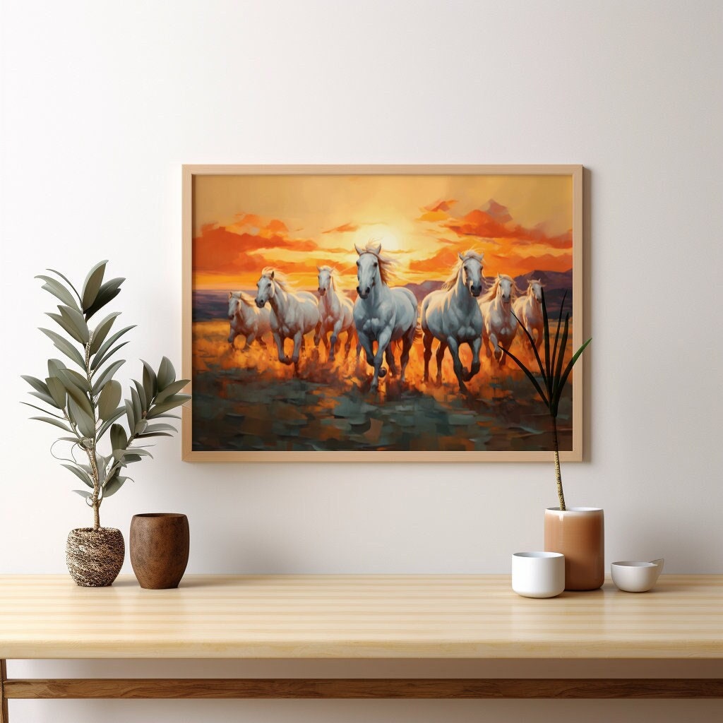 Feng shui lucky seven horses painting - Etsy 日本