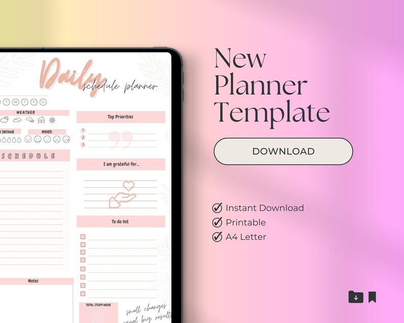 PRINTABLE Digital Download A4 Daily Planner Desk Pad Work/life Etsy