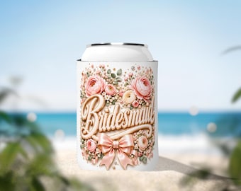 Enfriador de latas para damas de honor / Funda para bebidas de boda / Regalo para la fiesta nupcial / Recuerdos para la despedida de soltera / Funda para bebidas de boda / Enfriador de latas de 355 ml