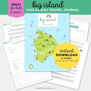 Big Island Hawaii Travel Journal for Kids and Teens Vacation Diary Printable Fun Kids Activities Hawaii Family Trip- US Letter & A4 size