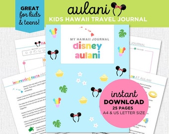 Aulani Hawaii Travel Journal for Kids and Teens Vacation Diary Printable Fun Kids Hawaii Activities Family Vacation Trip-US Letter & A4 size