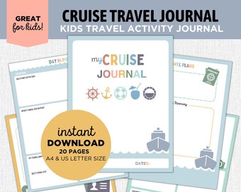 Cruise Kids Activity Travel Journal - Use with any Cruise Line or Itinerary - Printable Cruise Vacation Journal - PDF in US Letter & A4 Size