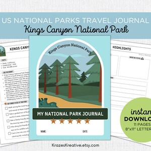 Kings Canyon National Park Printable Travel Journal - Digital Download Kids Travel Activity Journal - Nature Journal - Download PDF