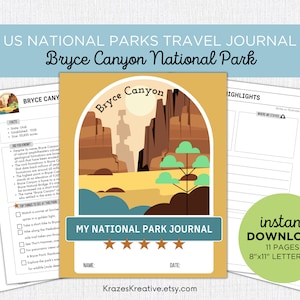 Bryce Canyon National Park Travel Journal Kids Vacation Activity Diary Nature Journal Family Road Trip Fun- Digital Printable PDF