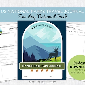 US National Park Travel Journal Kids Vacation Activity Diary Nature Journal Family - Suitable for any National Park - Download PDF Instantly