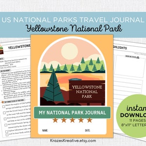Yellowstone National Park Travel Journal Kids Vacation Activity Diary Nature Journal Family Road Trip Fun- Digital PDF Printable