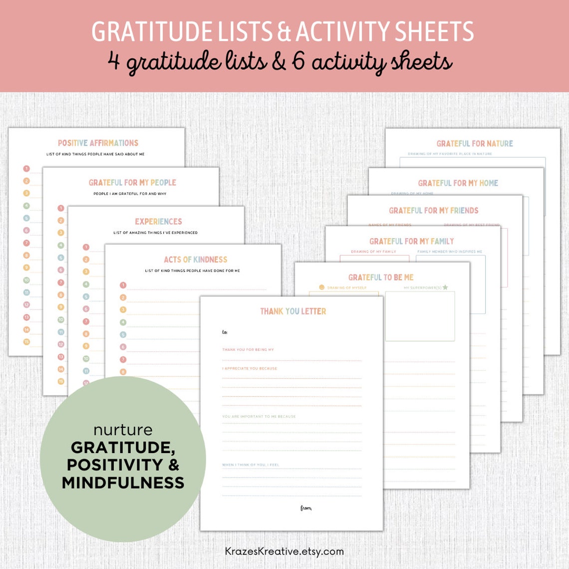 Gratitude Journal for Kids and Teens Mental Health Journal Printable ...