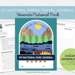 Yosemite Nationalpark Reisetagebuch Kinder Urlaub Aktivität Tagebuch Natur Journal Familie Road Trip Fun - Digitales PDF zum ausdrucken