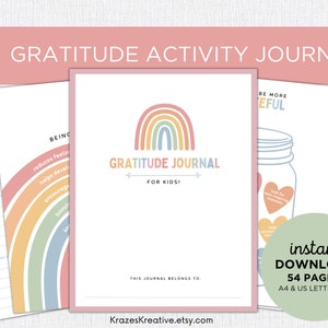 Gratitude Journal for Kids and Teens Mental Health Journal Printable Practice Daily Gratitude Kids Activity Pages Book- PDF US Standard & A4