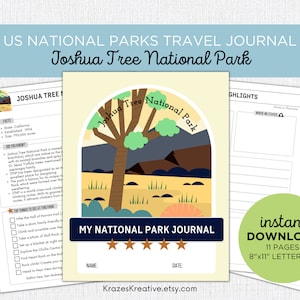 Joshua Tree National Park Travel Journal Kids Vacation Activity Diary Nature Journal Family Road Trip Fun- Digital PDF Printable Download