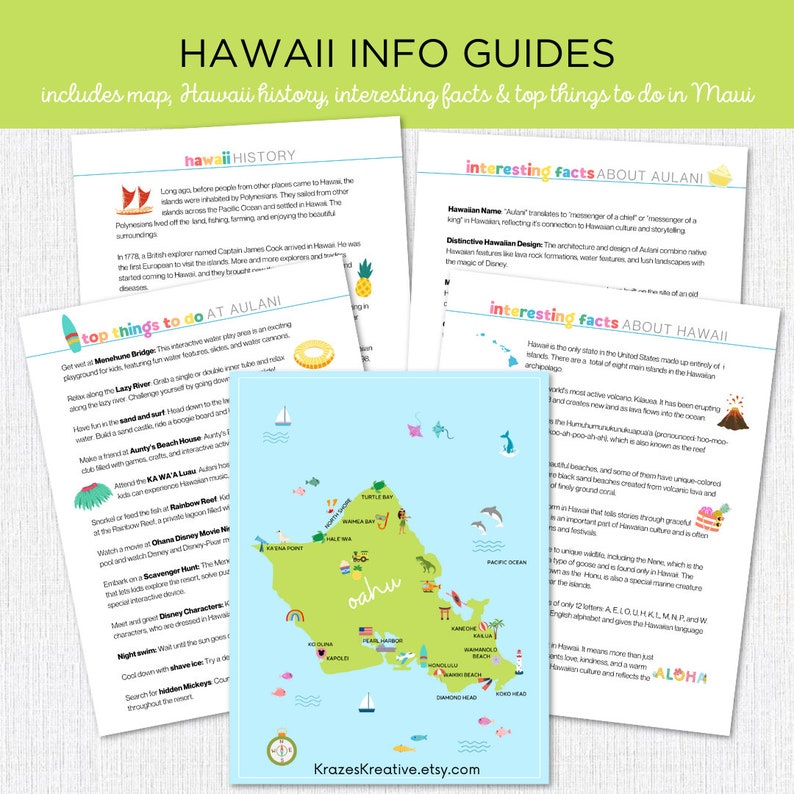 Aulani Hawaii Travel Journal for Kids and Teens Vacation Diary Printable Fun Kids Hawaii ...