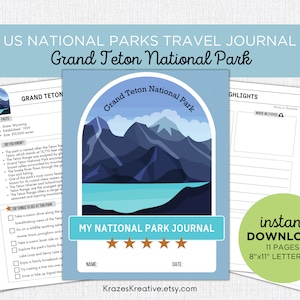 Grand Teton Nationalpark Reisejournal Kinder Urlaub Aktivität Tagebuch Natur Journal Familie Road Trip Fun - Digitales PDF zum ausdrucken