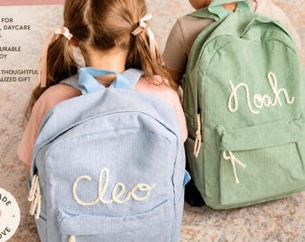 Personalized Toddler Backpack – Custom Corduroy Kids School Bag – Embroidered Name Backpack – Preschool Back to School Gift – Daycare Bag