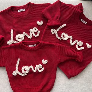 Personalized Custom Embroidery Baby Name Sweater Valentines | Knit Kids Sweater | Baby shower Gift | Toddler Birthday | Baby Announcement
