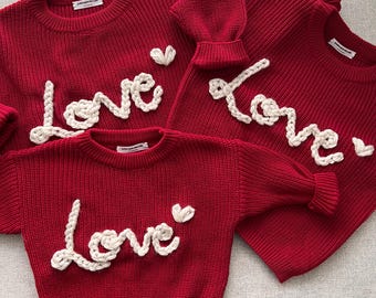 Personalized Embroidery Baby Sweater: Custom Valentines Sweater, Valentines Gift | BE MINE | Xoxo | Heart sweater | Cherries | Bows